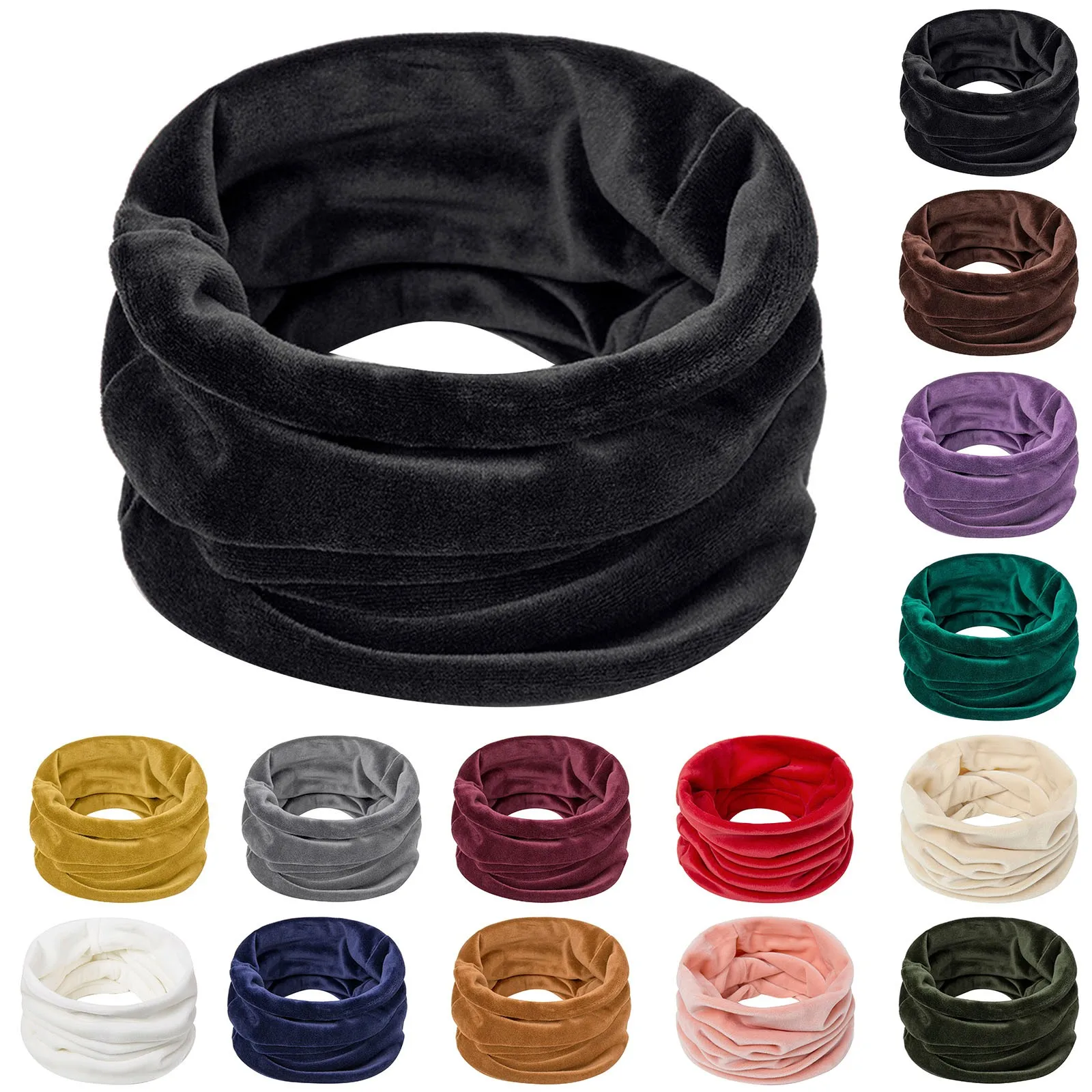 Winter Neck Protector Women Scarf Elegant Velvet Windproof Neck Scarf Plush Warm Ring Cold Weather Accessories Cachecol Feminino