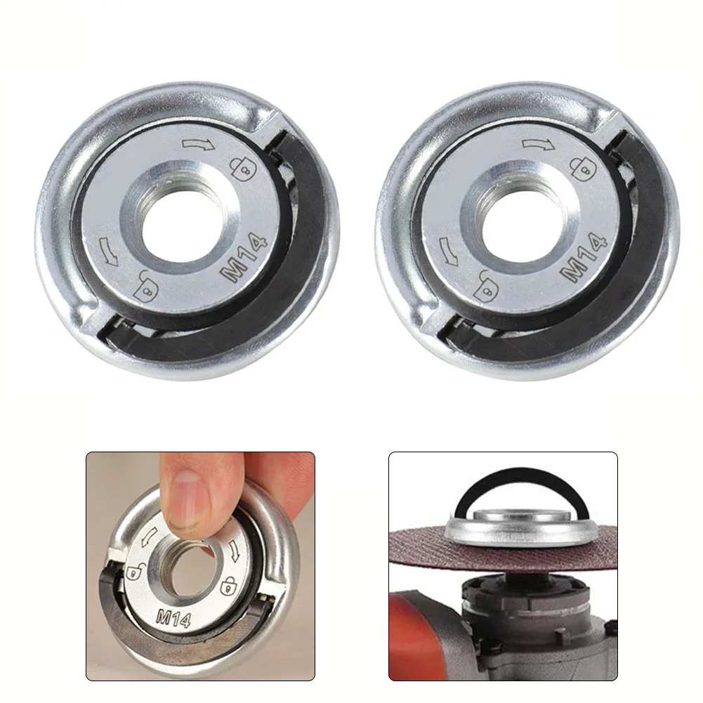 

2pc M14 Quick Release Self-Locking Grinder Pressing Plate Flange Nut Power Chuck For Diamond Cutting Disks, Grinding Wheels