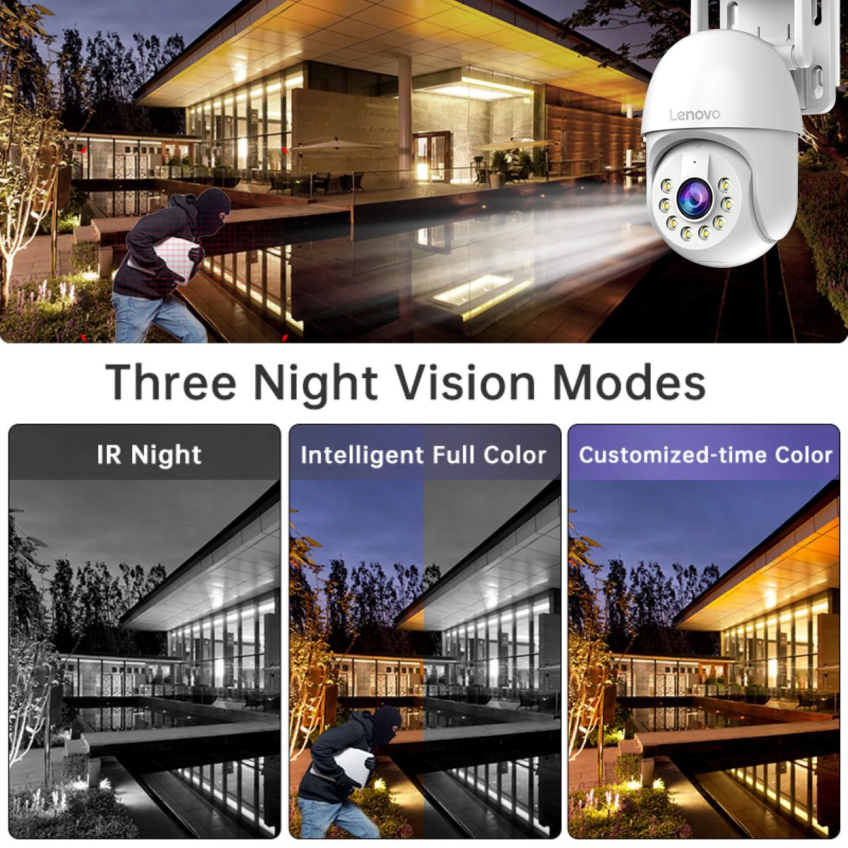 Lenovo 3MP 5MP PTZ WIFI IP Camera Audio CCTV sorveglianza Smart Home Outdoor 4X Zoom digitale visione notturna a colori impermeabile