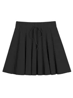 GIBSIE Plus Size Preppy Style Pleated Short Skirt Women Summer High Waist Drawstring Solid Waffle Casual A-line Mini Skirts - Image 3