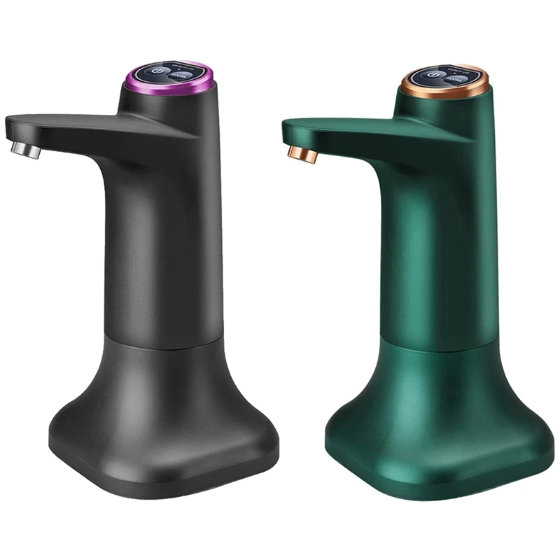 

2 Set Electric Water Bottle Pump With Base USB Water Dispenser Water Pump Bucket Bottle Dispenser, Black & Green