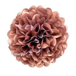 Set of 5 Colorful Tissue Paper Pom Poms for Party and Event Decor (Roes gold)