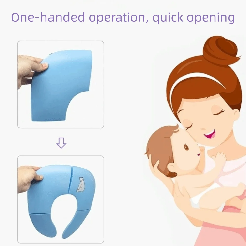 Foldable Baby Travel Toilet Seat Washable Cartoon Potty Seat Cover Non-Slip Suction Cups Baby Potty Mat Public Restrooms