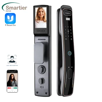 Glomarket Security Fully Automatic Visual Intercom Smart Lock 3d Face Recognition Biometric Fingerprint  Cerradura Inteligente 1