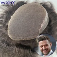 Clearance Q6 Toupee Man Wig Male Hair Prosthesis French Lace & Pu Base Men's Wig Hair System 100% Natural Human Hair Wig For Men 1