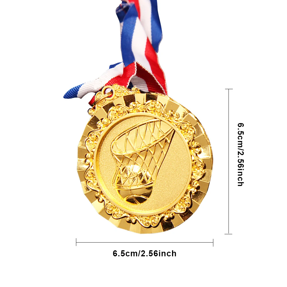 6.5cm Basketball Medals Basketball Award Medals with Neck Ribbon Gold/Silver/Bronze Medals for Basketball Championship