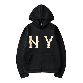 Men's and Women's Sports & Casual Hoodies Comfortable Hoodies with Writing NY Zipper Hoodies Y2