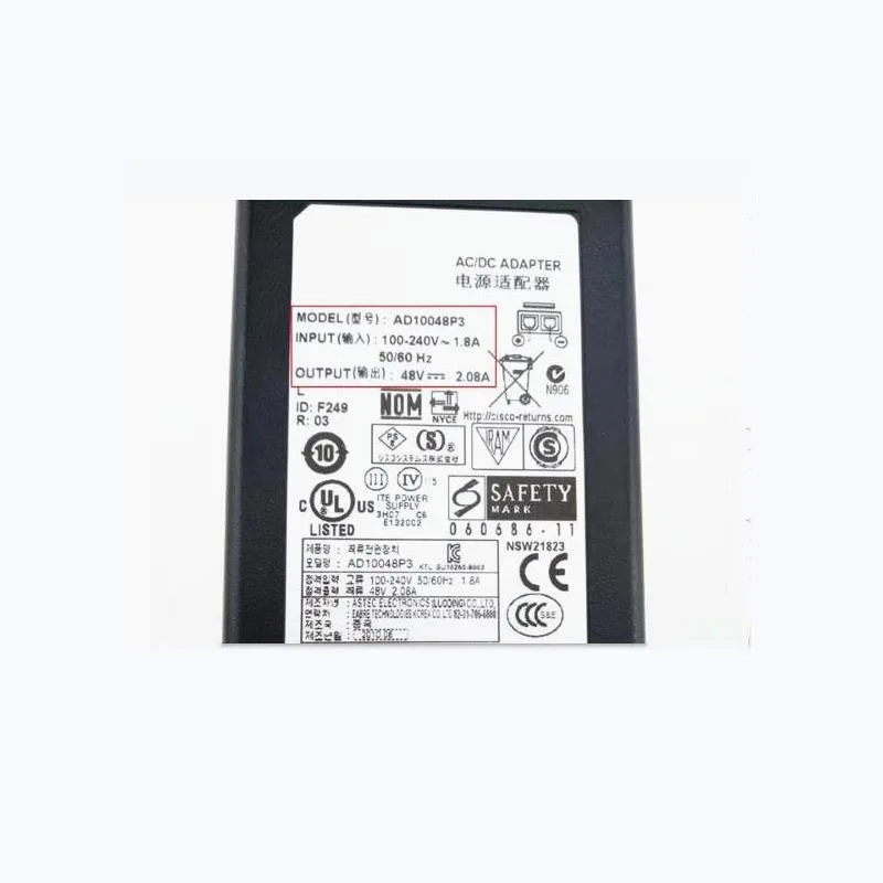  AD10048P3 48V 2.08A 2PIN 100W 341-0183-02 CISCO ASA5505 WLC2106 방화벽 전원 공급 장치 충전기용 AC 어댑터