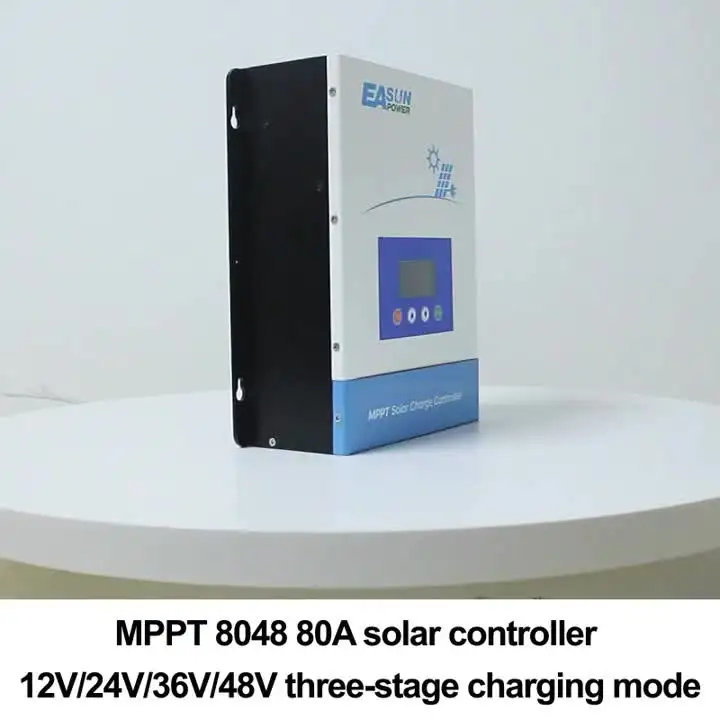 Zonne-controller, 100A/80A MPPT/PWM Solar Laadregelaar 12 V/24 V/36 V/48 V Auto Controller Gereedschap Solar PV Batterij Oplader Met LCD & Dual USB Meerdere Beveiligingsfuncties (Color : A, Size : 1
