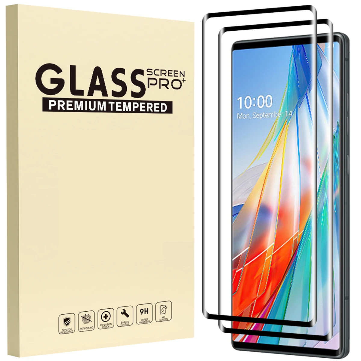 2/1Pack Glass For LG Wing Velvet 3D Curved Screen Protector Full Coverage Protective Film on For LG Wing LG Velvet 5G Protect phone screen guard