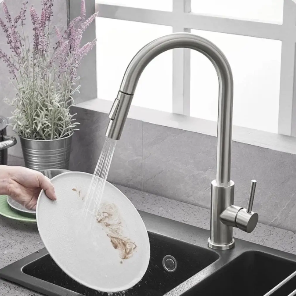 Faucet, kitchen pull-out sink faucet, hot and cold water, household use, vegetable washing, rotatable, bathroom 4