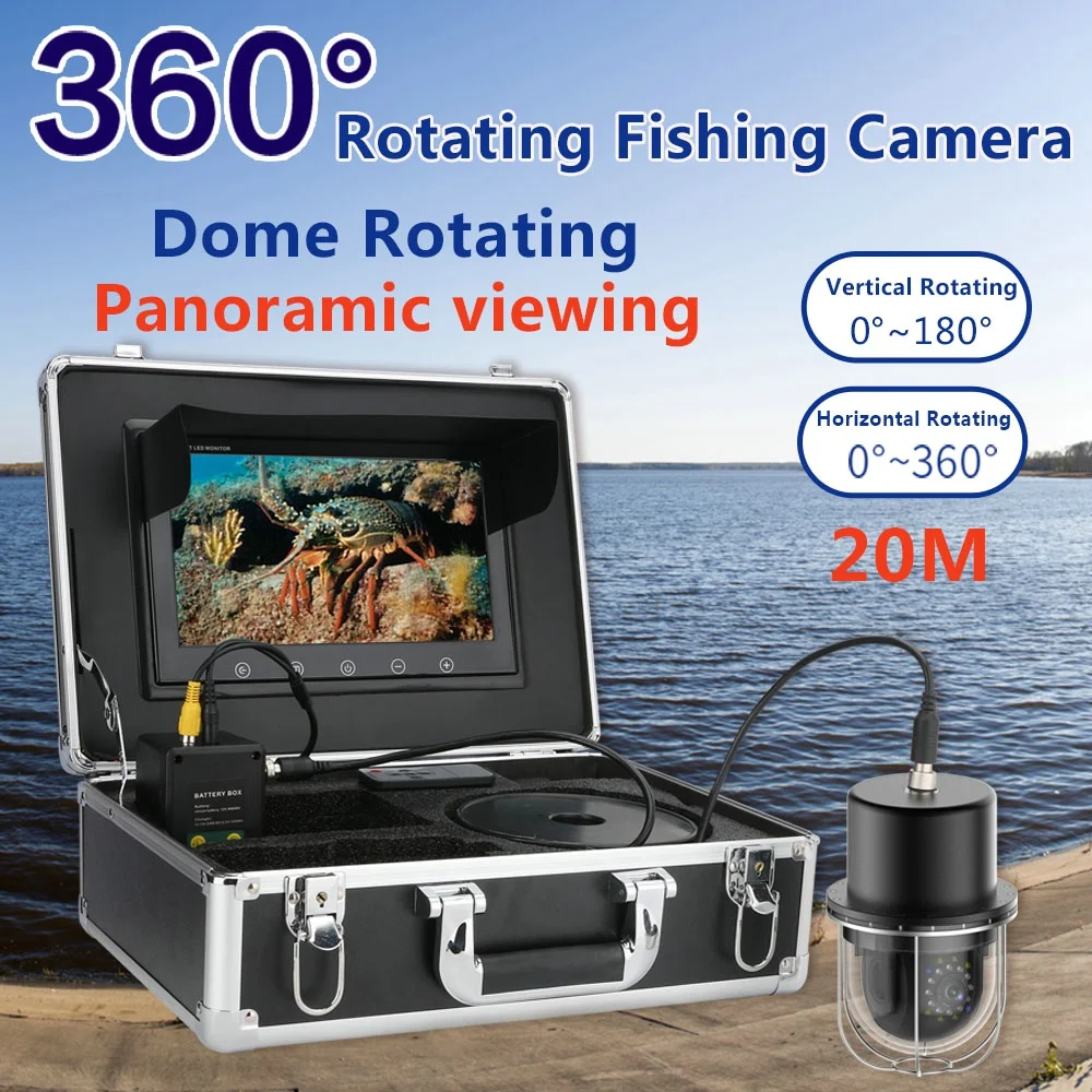 Caméra vidéo pêche sous-marine 10 pouces écran large IP68 20 LEDs rotative détecteur poissons