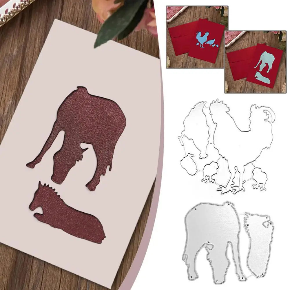

Cute Animals Chicken Horse Metal Cutting Dies Stencil DIY Tool For Greeting Cards Scrapbooking Album Paper Mold Template W5K8