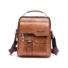  WEIXIER Men Crossbody Bag Shoulder Bags Vintage Men Handbags Large Capacity PU Leather Bag For Man Messenger Bags Tote Bag purse 