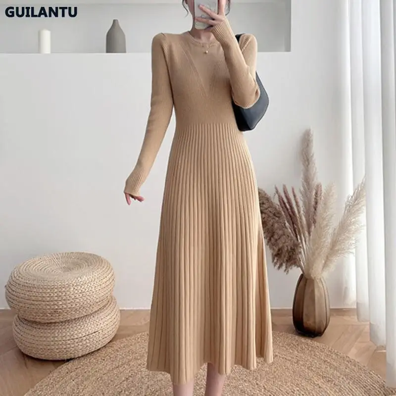 Korean cute embroidery swan knit long dress SD00691