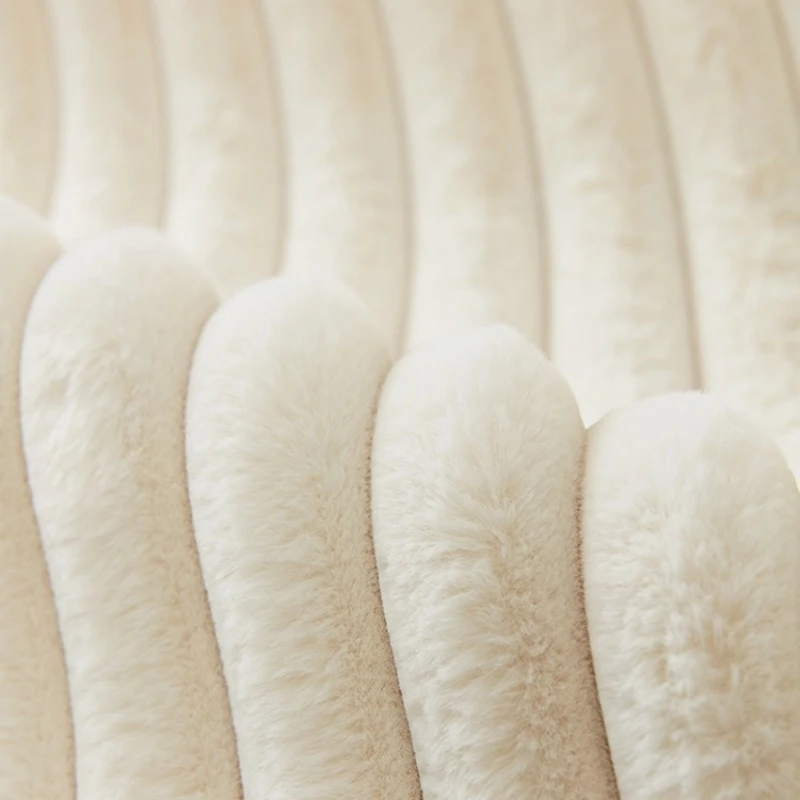 Thicken Plush Stripe Sofa Cover Image 2