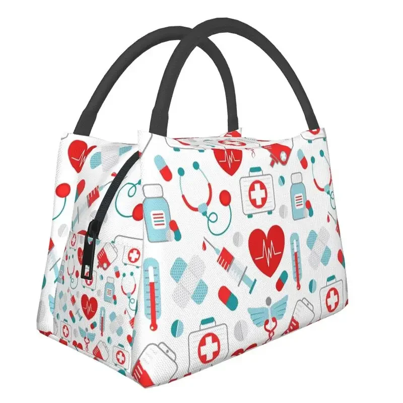 thumbnail image 1 of Bolsas térmicas para el almuerzo con estampado de enfermería para mujer, impermeables, para oficina, picnic, viajes, 1 of 5