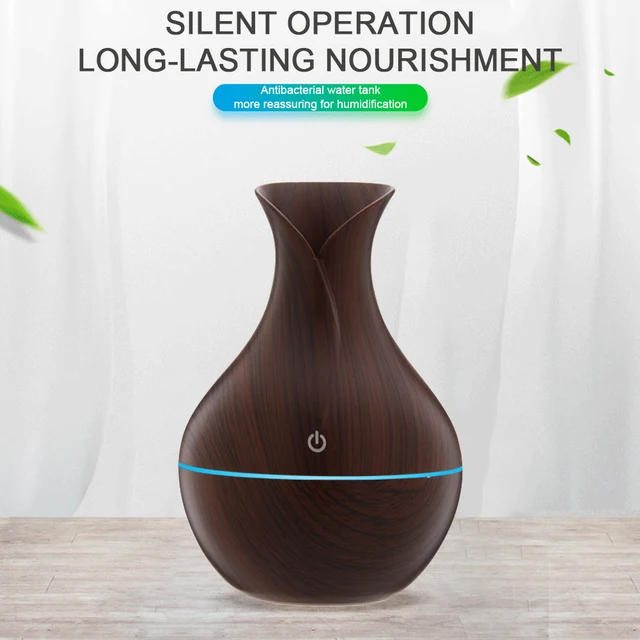 Wood Grain Vase 200ml Air Humidifier Essential Oil Diffuser Cool Mist Humidifier Aromatherapy Diffuser for Home Office Bedroom 4