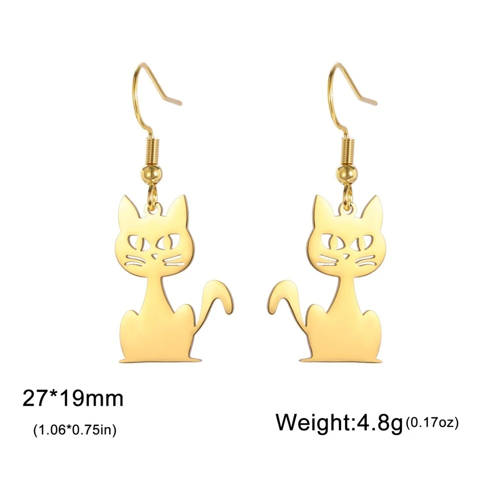 Eueavan Springende Katze, baumelnde Ohrringe, Edelstahl, lange Quasten, Creolen, niedliches Kätzchen, Tierschmuck, Geschenke für Frauen und Mädchen – Detail 34