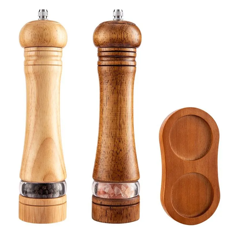 8inch Manual Pepper Grinder Wooden Salt Pepper Mill Acrylic Ceramic