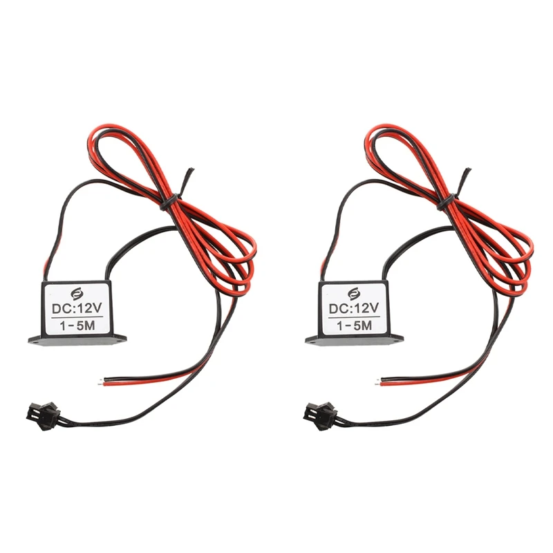 

2X Red-Black Cable DC 12V EL Wire Neon Glow Strip Light Driver Unit Inverter