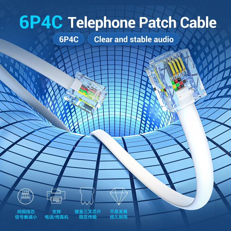 Vention RJ11 Telephone Cable RJ11 Male to Male 6P4C Phone Line Cord for DSL Modem Answernig Machine Caller ID Fax Telephone Cord