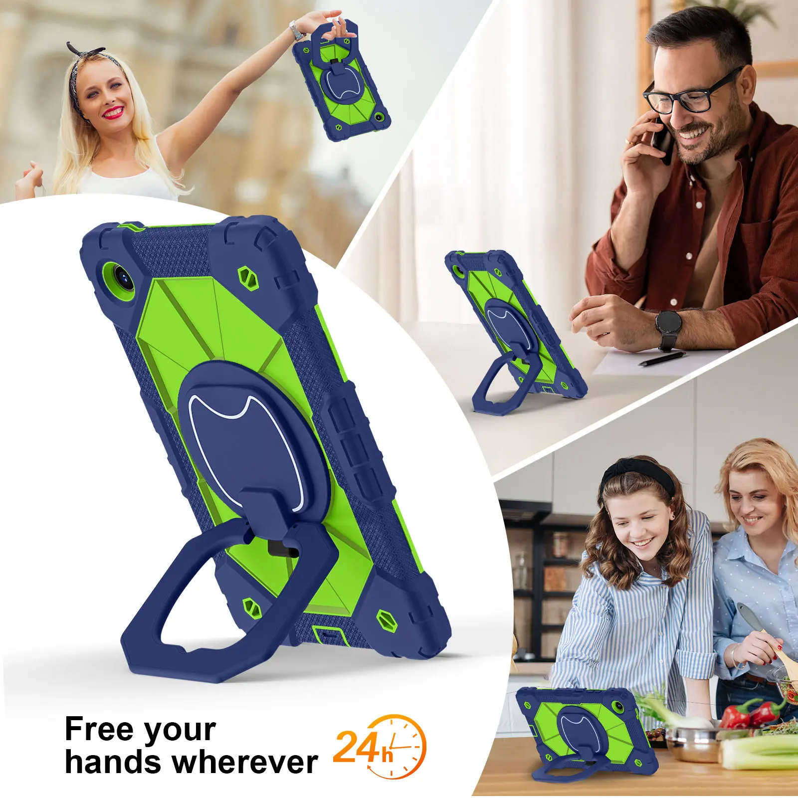 Rugged Silicone Protective Case For Lenovo Tab One 8.7 Rotating Stand_voghion.com
