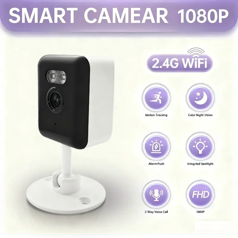 2.4G WiFi Smart Indoor/Outdoor Security Camera for Home,Baby/Elder/Pet Camera With Phone App,Color Night Vision 2-Way Audio 2