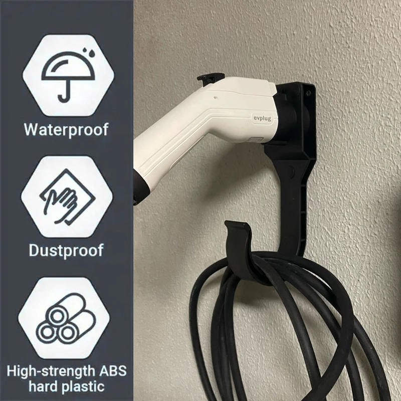 EV Charger Holder-Charging Box Holder, Nozzle Holster Dock Cable Organizer Wall Mount Connector J Hook Combination J1772 Ev Cable Holder Wall Mount El