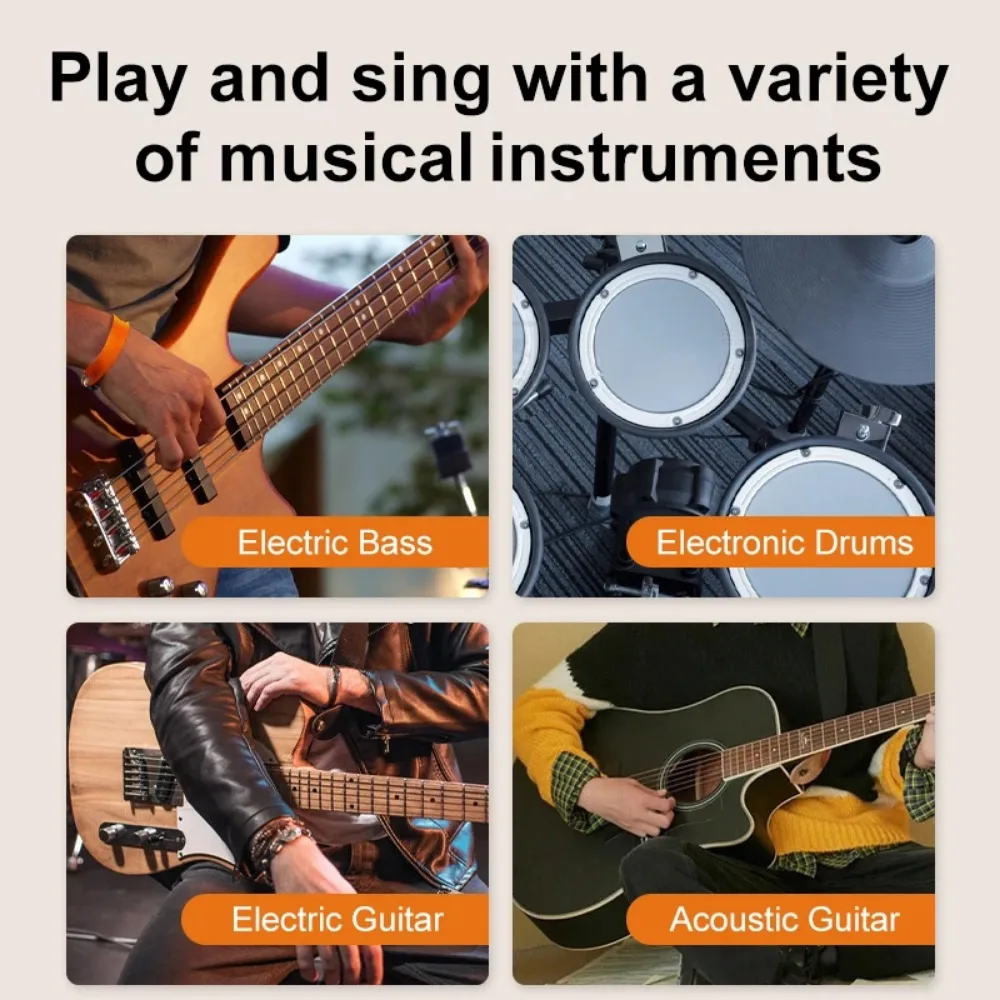 Acoustic Guitar Amplifier Bluetooth Speaker Rechargeable Portable Acoustic Guitar Amp Dual Channel Reverb Adjustment