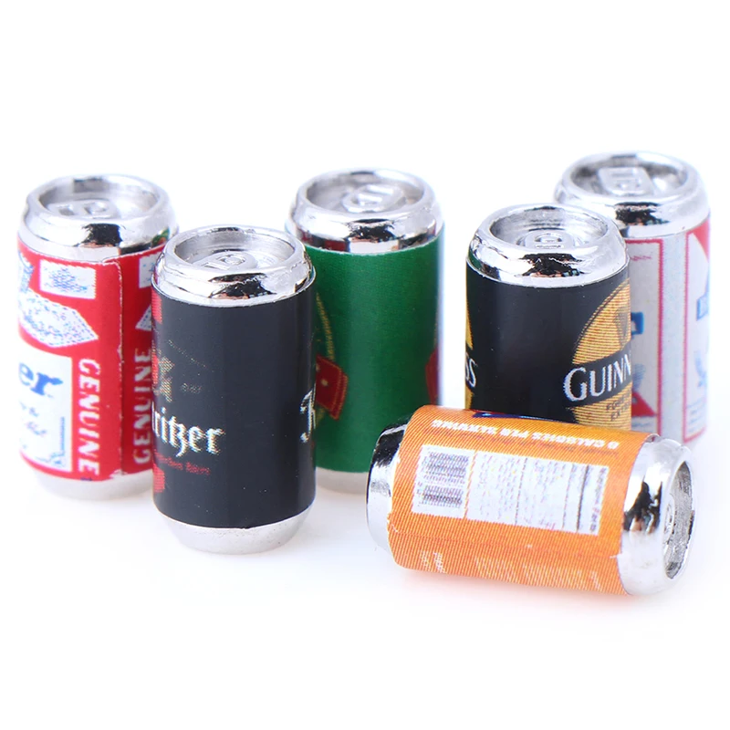 6pcs/Set Bottle Beer Miniatures For 1:12 Dollhouse Miniature Kids Play Toys