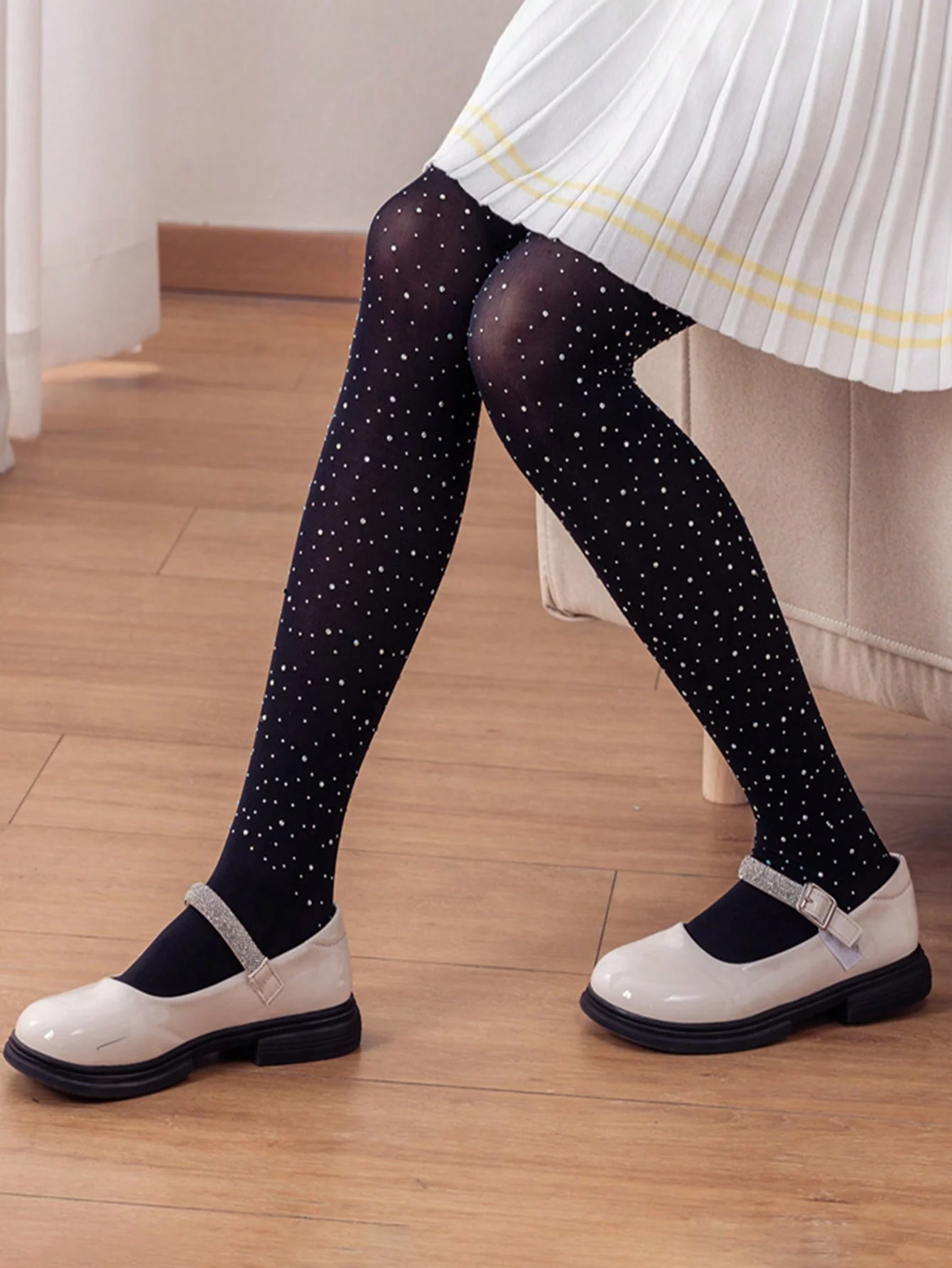 4 Paar Mädchen-Tanzleggings, Weiche Glitzer-Strass-Ballettstrumpfhosen für Mädchen im Alter von 4-12 Jahren für den Täglichen Gebrauch – Detail 9
