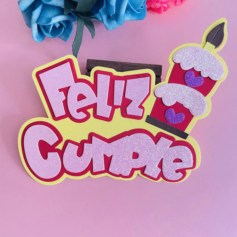 

Испанское счастливое украшение для торта, штампованные металлические штампы, «сделай сам», скрапбукинг, бумажные открытки, тиснение, ремесло, высечка, ручная работа