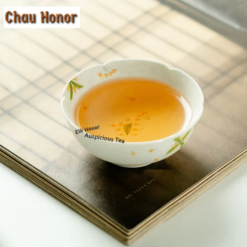 100ml Hand-painted Osmanthus Flowers Teacup Handmade Tea Bowl Tea Cup Set Tea-tasting Fragrance Cup Jianzhan Master Cups Teaware