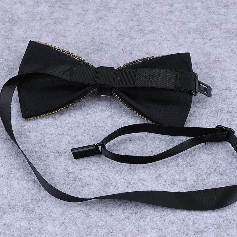 Bow Tie New Rhineston Bow Tie For Men Shining Crystal Collar Bowtie Luxury Wedding Banquet Party Bling Butterfly Knot Bridegroom Bow Ties