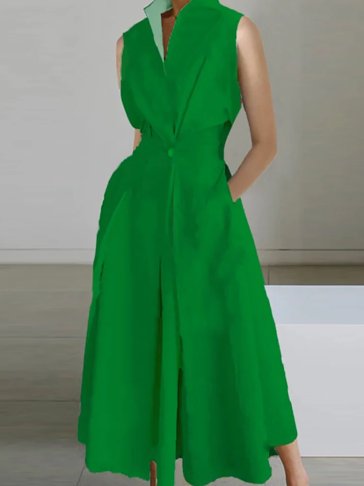 VNeckPrinting2023WomenSummerLoungewearPartyDressSleeveless