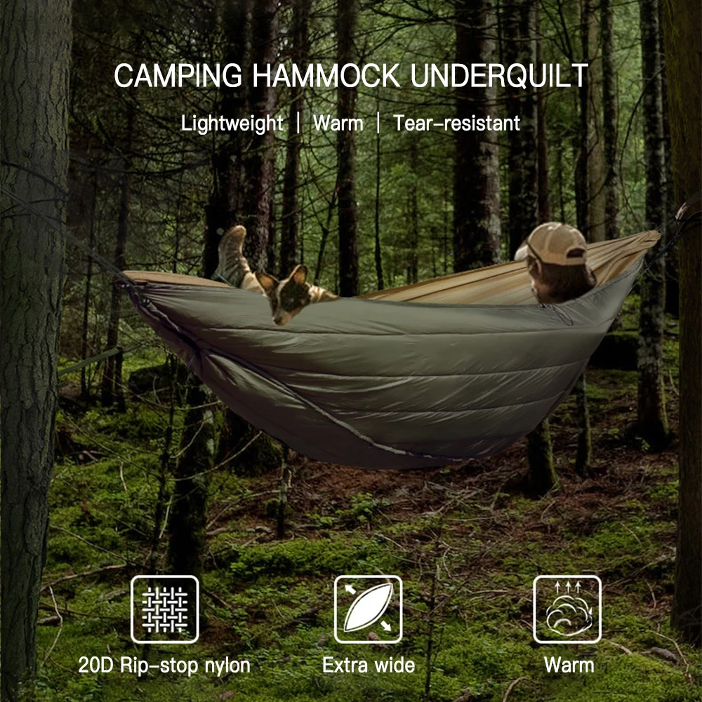 Multifunctional Hammock Underquilt Winter Warm Hammock Under Blanket Poncho for Outdoor Camping Hiking Traveling