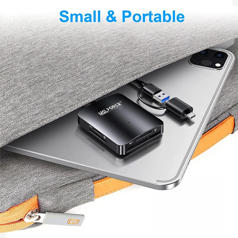 4 In 1 USB 3.0 USB C Memory Card Reader SD TF CF MS Compact Flash Card Adapter with Parallel Access to 4 Slots 5Gbps Read Write 6