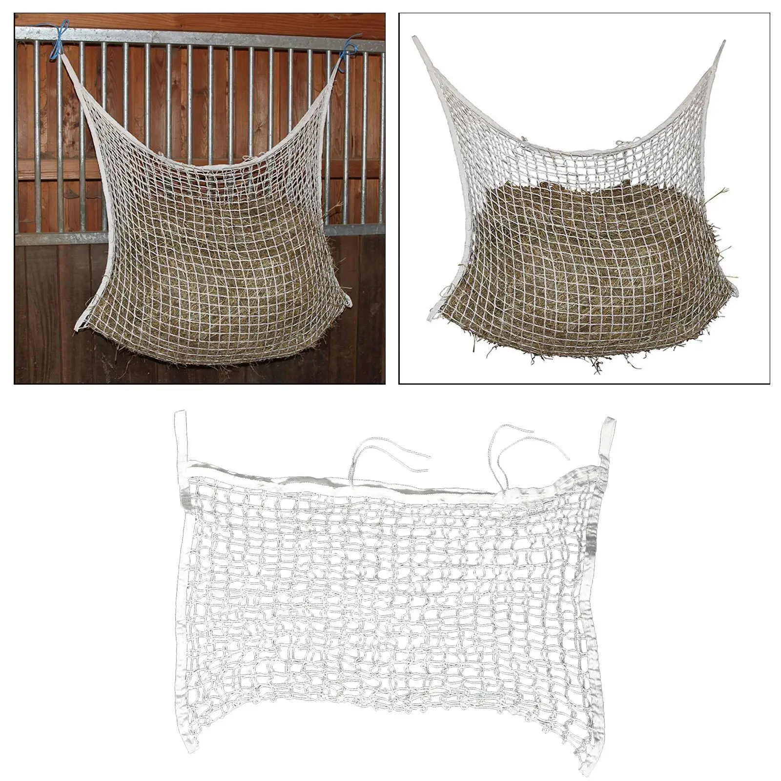 Horse Hay Net Horse Feed Hanging Large Feeder Straw Bag with Small Holes 4