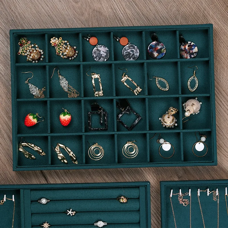 Green Wooden Jewelry Storage Box Ring Bracelet Necklace Jewelry Display Box Home Display Earrings Organizing Box Jewelry Box