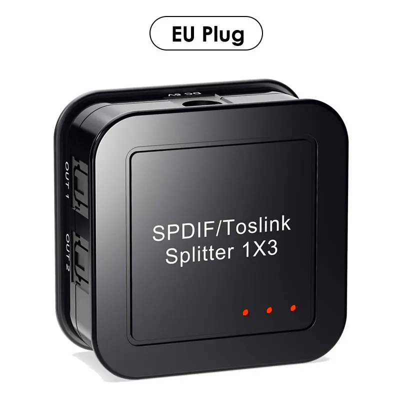 Way 광학 디지털 오디오 분배기, 1x3 SPDIF 토스링크 동축 분배기 변환기, 1 입력 3 출력, 지지대 LPCM 2.0 DTS AC3