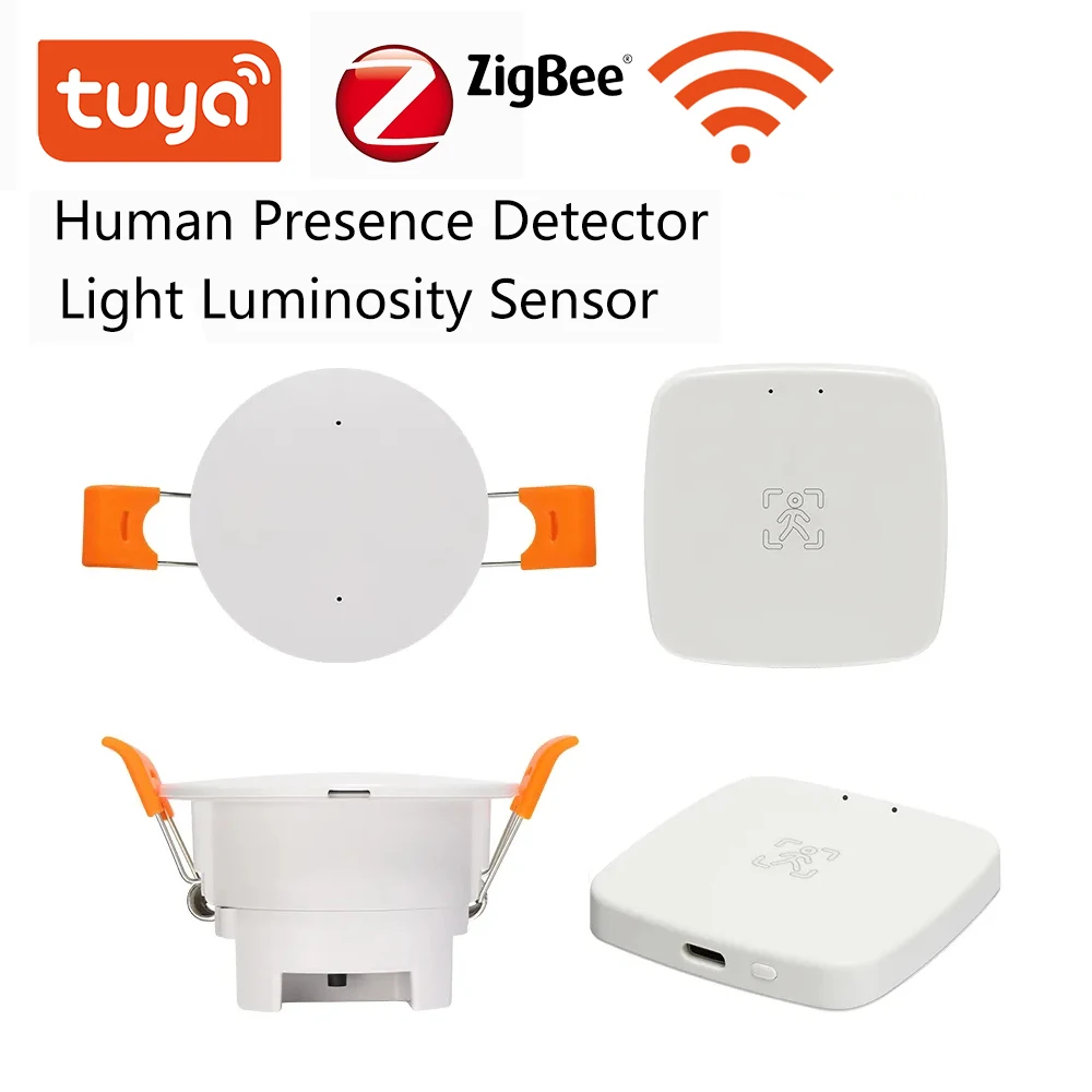 

Tuya WiFi/ZigBee Human Presence Detector mmWave Radar Detection Sensor Light Luminosity 2 in 1 Function Human Body Detection PI