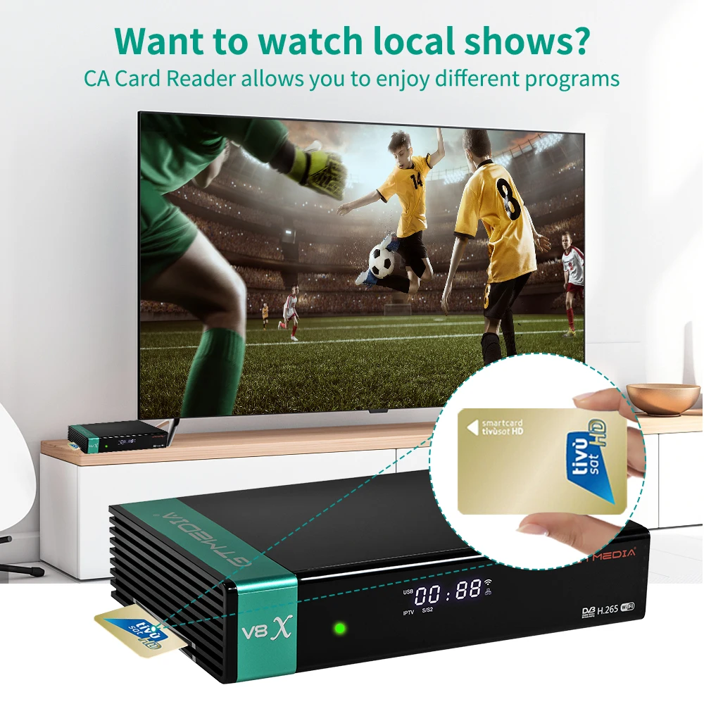 GTMEDIA V8X HD 1080P H.265 Satellite Receiver DVB-S/S2/S2X Built-in WIFI CA card Scart sup For spain Italy Poland digital tv decoder satellite tv receiver digital tv converter box
