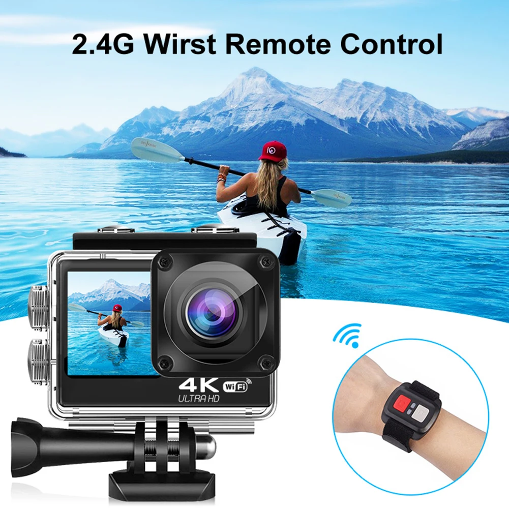 

WIFI Action Camera Waterproof 4K 60FPS Digital Video Camera EIS Dual IPS Screen Touch for Diving Motorcycle Rides