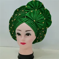 latest aso oke auto gele headtie Already Handmade African Cap Nigerian Wedding Gele Women Braid Turbans Ladies head Wraps 7L0981 5