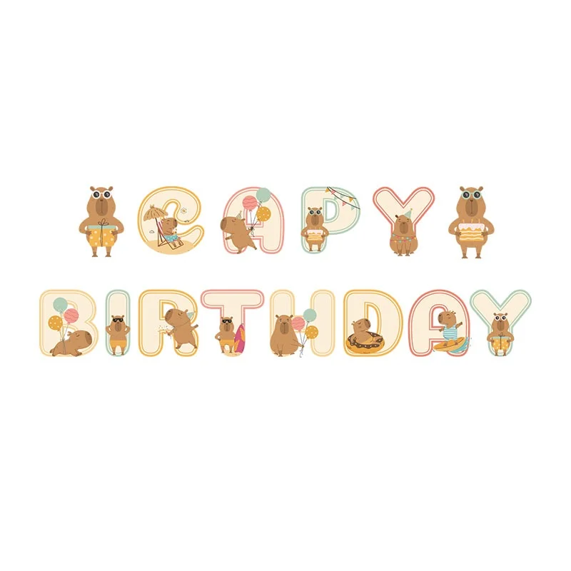 Capybara Geburtstag Party Dekoration Cartoon Tier Einweg Geschirr Set PVC Stroh Party Liefert Banner Ballon Hintergrund Kinder – Detail 14