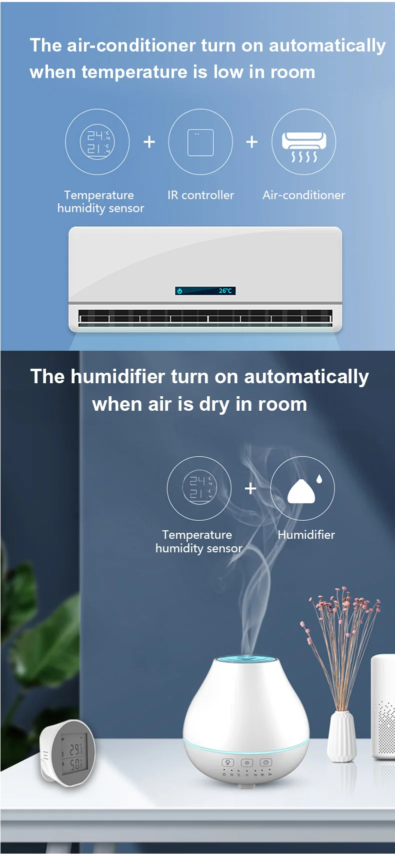 Tuya WiFi Temperature Humidity Sensor LCD Digital Display Thermometer Sensor 55d