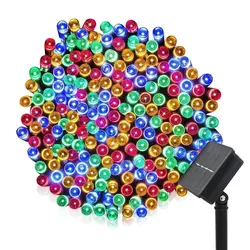 Vibrant Solar - Powered Outdoor LED String Lights - Waterproof Fairy Garland for Garden & Christmas Decor (RGB)