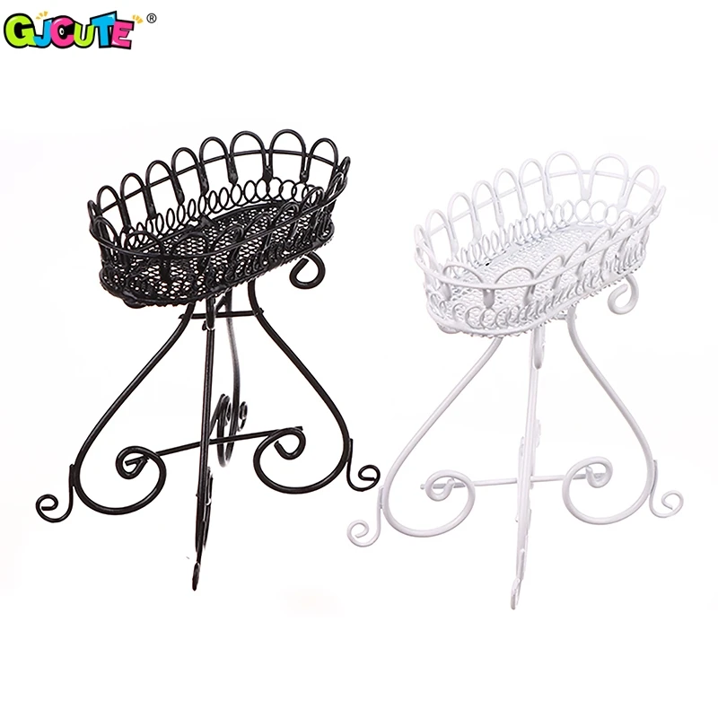 

1Pc 1:12 Dollhouse Miniature Flower Stand Display Shelf Iron Storage Rack Doll Furniture Model Decor Toy Doll House Accessories