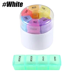 Weekly Pill Organizer - 4 Daily Compartments, 7 - Day Large Portable Medicine Box for Vitamins and Supplements (White)